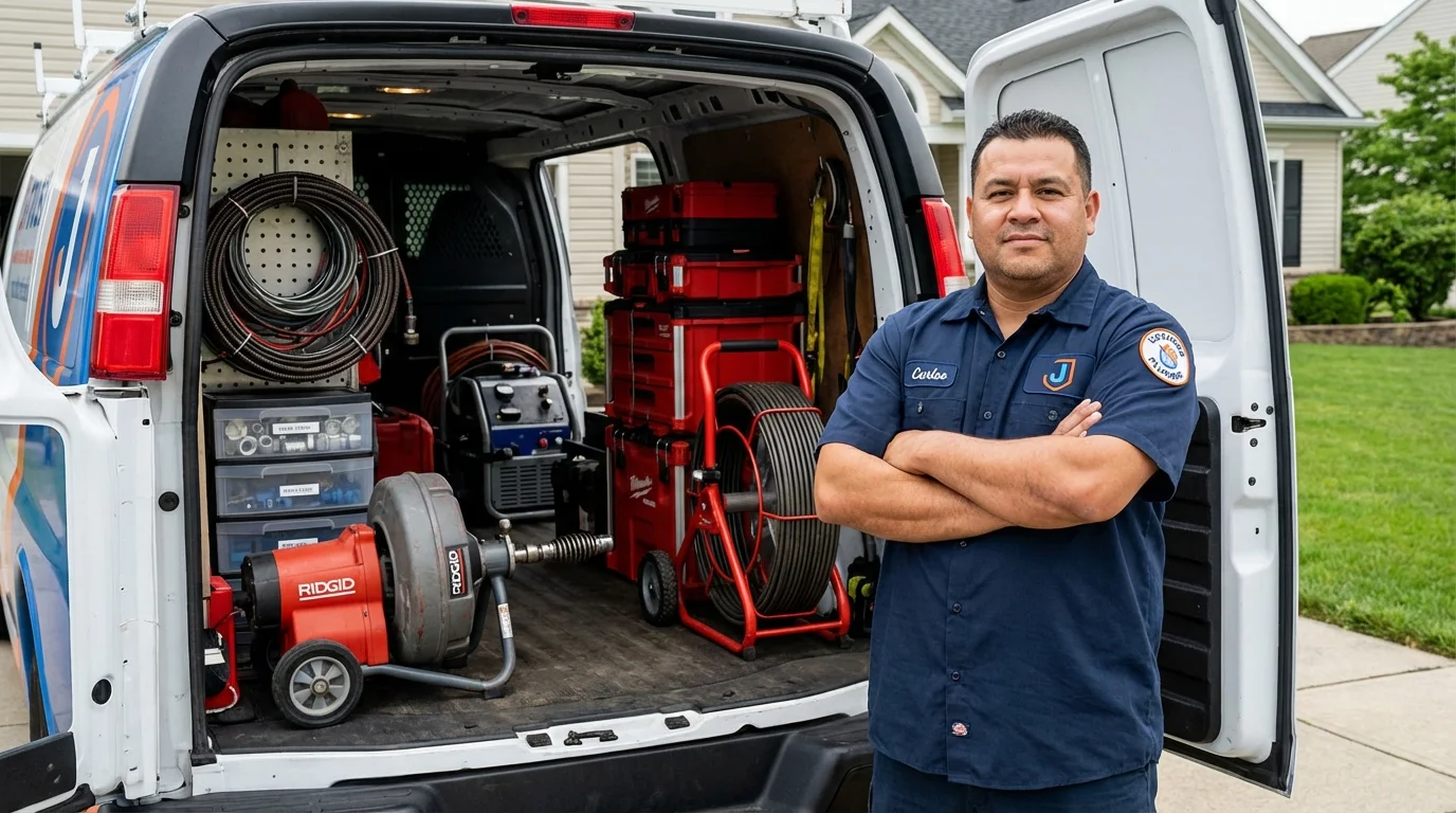 Professional drain cleaning equipment and Johns Plumbing LLC plumber in Souderton